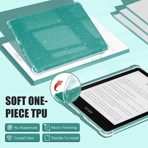 iDLEHANDS Clear Case for 7" All-New Kindle Paperwhite 12th Gen 2024 & Kindle Colorsoft Signature Edition (2024 Release) - Ultra Slim Soft TPU Transparent Cover & Lightweight, Clear Glitter thumbnail 3