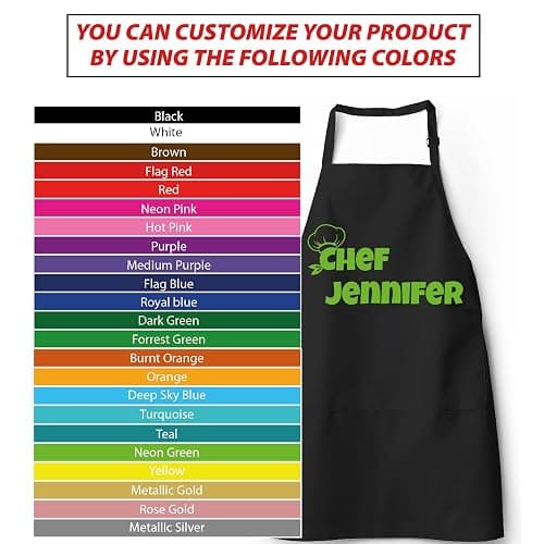 7th Hill Custom Aprons for Women and Men, Personalized Chef Apron, Personalized Kitchen Apron with Pockets, Grilling & Cooking Aprons, Delantales de Cocina para Mujer, Gifts for Chefs thumbnail 4
