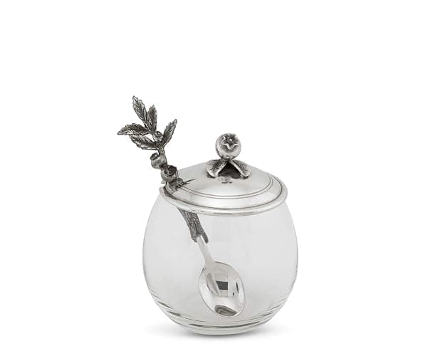 Vagabond House Pewter Blueberry Jam Jar Jelly Pot with Spoon 5 inch Tall 12 oz thumbnail 4