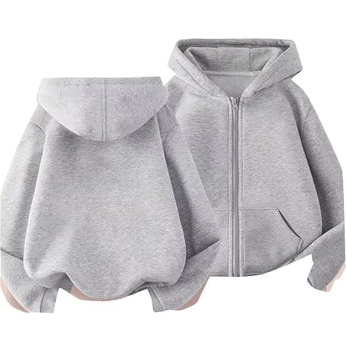 Girls Sweatshir Zipper Long Sleeve Fleece Hoodies Solid Hooded Sweatshirts Fashion Fall Pullover Sweaters With Pockets - Image 1