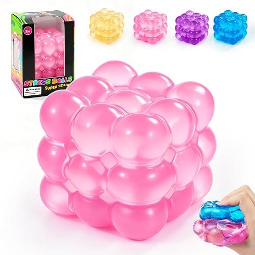 Ice Cube Squishy Fidget Toy, Squeeze Cube, Slow Rising Squeeze Cubes Fidget Toy, Sensory Stress Relief Toy for Focus and Relax Hand Muscles, Soft Handheld Squishy Cubes for Desk Fidget (Pink) - Image 1