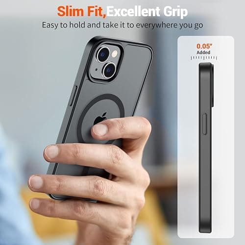 SUPFINE Magnetic for iPhone 14 Case & iPhone 13 Case (Compatible with MagSafe)(Military Grade Drop Protection) Translucent Matte Shockproof Phone Cover,Black thumbnail 7