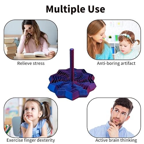Printed Expanded Sensory Star,Multi-Faceted Stress Relief Fidget Toy, PLA Material, Vertical Silky Design, Push Play Spinner,Great Christmas & Birthday Gifts (Laser Purple 9CM) thumbnail 4