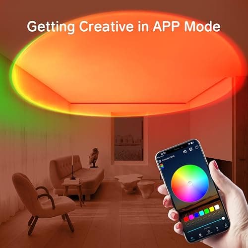Madoury Sunset Lamp Projector with APP Control and Button Control, 360 Degree Rotation Multicolor Changing Projection Lamp Led Sunlight Light for Bedroom, Photography, Party, Room Decor thumbnail 2