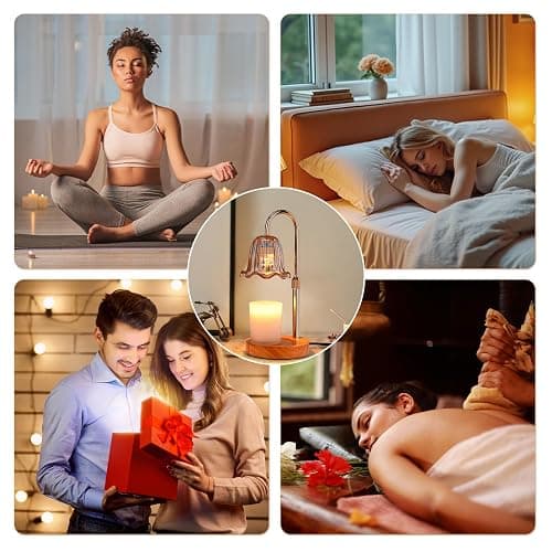 GOIUEDBZ Candle Warmer Lamp Electric: Timer Dimmer Candles Warming Jar Light - Height Adjustable Dimmable Warmers Lamps - Flower No Flame Lamps with Heat Warm Melt Wax - Home Bedroom Decor Table Light thumbnail 7