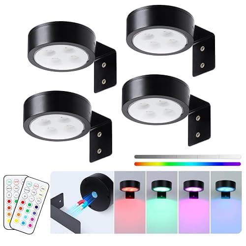 KELUOLY 4-Pack Wireless Battery Operated Painting Light with Remote Control,13 Color RGB Magnetic Led Art Picture Lights for Wall, Dimmable and Timer Poster Light, Wall Decor Black Display Light thumbnail 8
