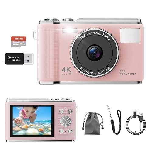 4K Digital Camera, True 50MP Vlogging Camera with 32G TF Card, 16X Zoom, AF Autofocus, Anti-Shake, 2.83 LED Screen, Flash, Compact Point and Shoot Digital Camera for Kids Student Teens Adult Beginner - Image 1