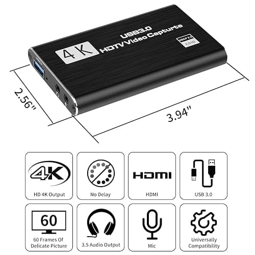 HeavenBird 4K HDMI Video Capture Card, Gaming Capture Card with Microphone, Full HD 1080P 60FPS USB Video Capture Device thumbnail 3