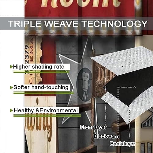 FengMingRui Vintage Home Theater Curtain Red Cinema Movie Theater Home Decor Blackout Window Treatment for Home Theater Living Room Bedroom Cafe Decor Window Drapes 84" W X 84" L thumbnail 6