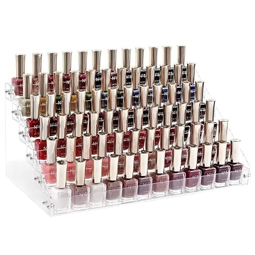Nail Polish Organizer 6 Tier Acrylic Nail Polish Ink Rack Essential Oil Stand Holder Display Stand Holds, Clear Makeup Organizer, Easy Assemble (6 tiers) - Image 1