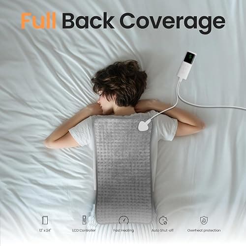 GYENNO Heating Pad for Back, Neck, Shoulders & Period Cramps, 9 Heat Settings, Auto Shut-Off, Rapid Heating, 12''24'', Velvet-like Fabric, Moonlit Velvet thumbnail 2