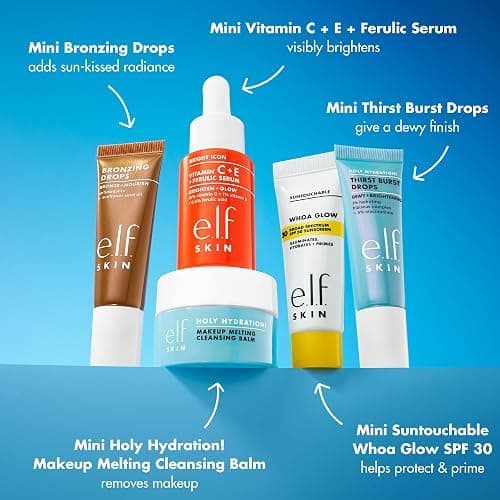 e.l.f. SKIN Best & Obsessed Skincare Kit, Travel-Size Makeup Remover, Sunscreen & Brightening Serums For Glowy Skin, Vegan & Cruelty-Free thumbnail 2