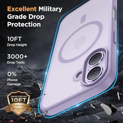 miracase Magnetic for iPhone 17 Case (Compatible with MagSafe) with Screen Protector Military-Grade Protection, Anti-Fingerprint Translucent Matte Phone Cover for iPhone 17 6.3 inch, Light Purple thumbnail 4