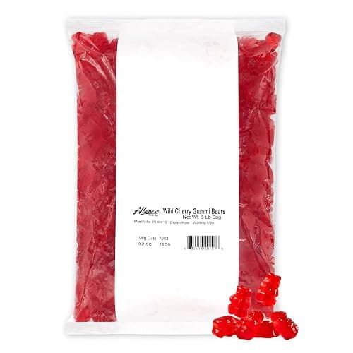 Albanese Candy, Wild Cherry Gummi Bears, 5-pound Bag | Soft and Chewy Gummies, Gluten Free, Fat Free | Natural Flavor & Color | Perfect for Birthday Parties and the Classroom - Image 1