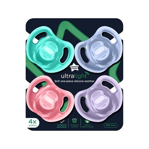 Tommee Tippee Ultra-Light Silicone Pacifier, 18-36 Months, Symmetrical One-Piece Design, BPA-Free Silicone Binkies, Pink/Violet/Green, Pack of 4 thumbnail 8