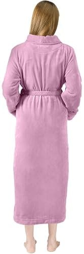 NY Threads Premium Women's Robe Plush Soft Long Bathrobe Warm Fleece Shawl Collar Spa Robe - Large (Pack of 1) - Pink thumbnail 3