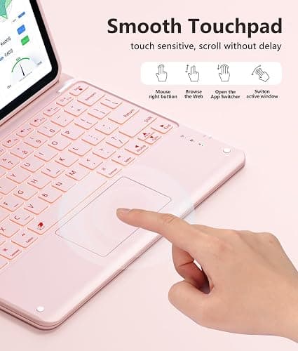 Harvopu for iPad Air 13 inch & Pro 12.9 Case with Keyboard - Multi-Touch Trackpad, 7 Colors Backlit, Detachable Folio Keyboard Cover for iPad Pro 12.9 (6th, 5th, 4th, 3rd gen), Air 13 M3/ M2 (Pink) thumbnail 5