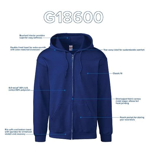 Gildan Adult Fleece Zip Hoodie Sweatshirt, Style G18600, Multipack thumbnail 4
