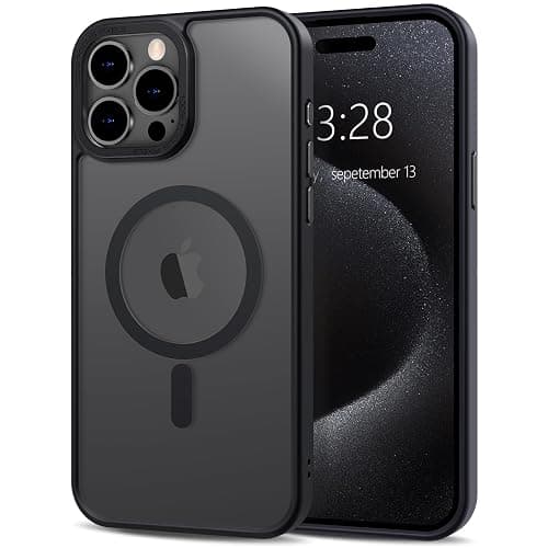 Anuck Case for iPhone 15 Pro Max Case Magnetic Phone Case Compatible with MagSafe, Soft TPU Bumper Hard Translucent Matte Back Slim Fit Shockproof Protective Cover for Men Women Girls - Black - Image 1