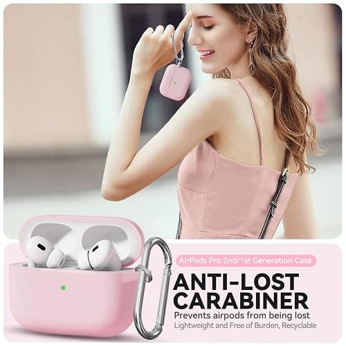 for AirPods Pro 2 Case, TNSNK Soft Silicone Case Cover Compatible with Airpods Pro 2nd/1st Generation for Women Girly, Pink iPod Cases with Cleaning Kit & Keychain, Anti-Scratch, Shockproof thumbnail 6