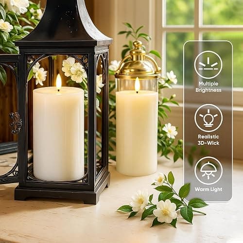 Homemory White 3x6 Inch Flameless Candles Battery Operated with Remote Timer, Real Wax LED Pillar Candle for Home Fireplace Bedroom Living Room Party, Set of 2 thumbnail 8