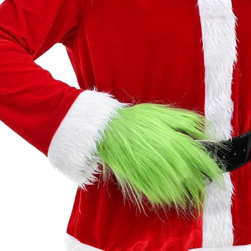 Saoniang Christmas Cosplay Gloves, Santa Gloves Christmas Costume Gloves, Green thumbnail 5