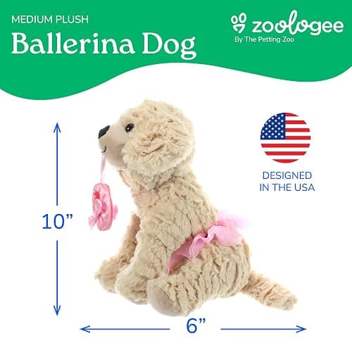 The Petting Zoo Ballerina Scruffy Dog Stuffed Animal, Dance Gifts, 10 in | Ballerina Scruffy Dog by Zoologee. Great for birthdays and dance recital gifts for girls thumbnail 2