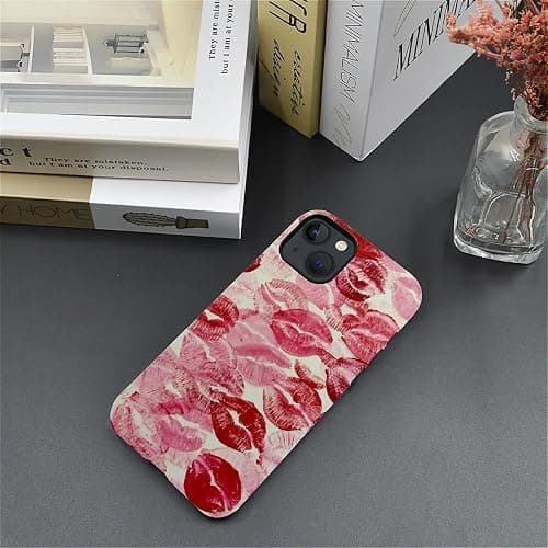 YiXinBB for iPhone 15 Case Shockproof Women Men Protective Hybrid Hard Shell Silicone Cover, M02 Red Lips Kisses G3 thumbnail 4
