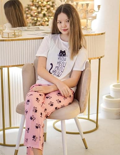 Arshiner Girls Pajama Set 3 Piece Short Sleeve Sleepwear Summer Soft Cute Pjs Outfits thumbnail 3