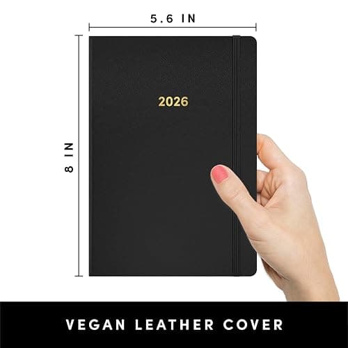 PAPERAGE 2026 Weekly & Monthly Planner, 12 Months (January 2026 - December 2026), 5.6 in x 8 in, Hardcover 2026 Planner with Weekly & Monthly Spreads, Note Pages, Stickers & Back Pocket – Black thumbnail 2
