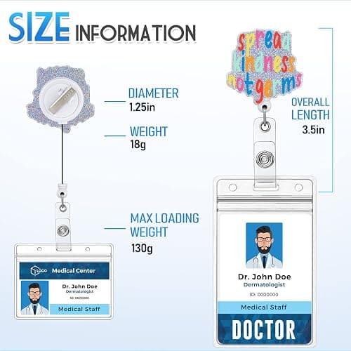 Plifal Badge Reel Holder Retractable with ID Clip for Nurse Nursing Name Tag Card Motivational Inspirational Be Kind Nursing Student Teacher Doctor RN LPN Medical Assistant Work Office Alligator Clip thumbnail 5