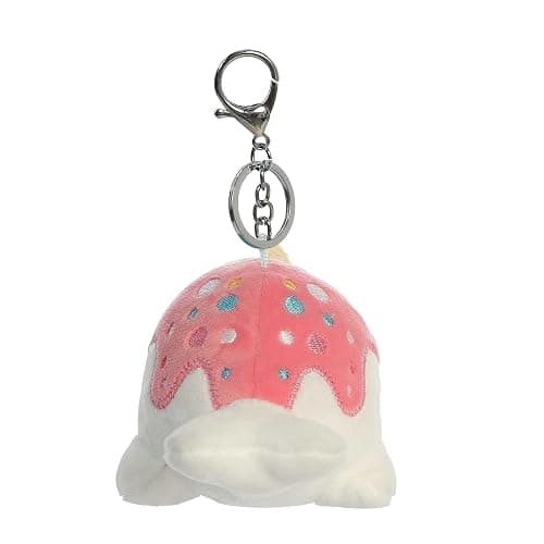 Aurora® Enchanting Tasty Peach® Vanilla-Berry Nomwhal Clip-On Stuffed Animal - Bright & Colorful Design for Room Decor - Perfect for Adults, Kids, and Birthdays - White 4.5 Inches thumbnail 5