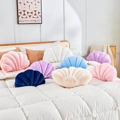 Uvvyui White Shell Pillow, Seashell Decorative Throw Pillow Beach Pillow, Soft Velvet Shell Shaped Pillow Room Decor, 13" Seashell Throw Pillow Ocean Pillow Stylish Cushion thumbnail 5