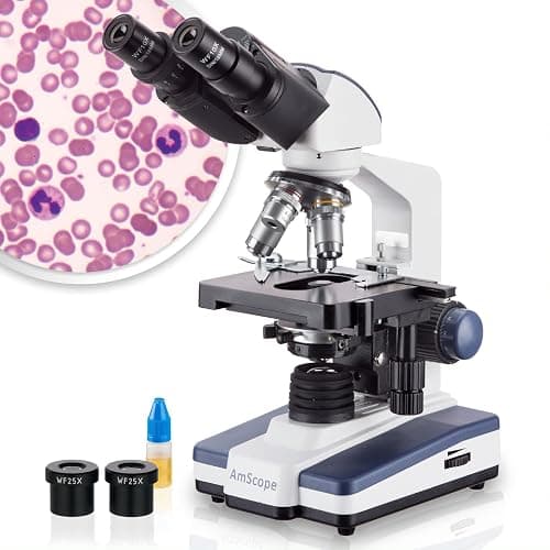 AmScope B120C Series Student & Professional LED Binocular Compound Microscope - 40X-2500X Magnification - Features Siedentopf Head & 3D Mechanical Stage - Image 1
