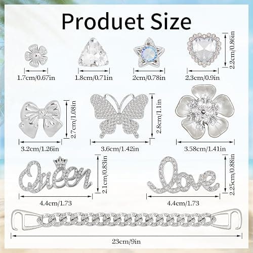 20 Pcs Beach Charms for Bogg Bag DIY Accessories Butterfly Flower Silver Chain Charm Cute Decoration Bag Charms for Bogg Bags Rubber Tote Beach Bags for Women thumbnail 2