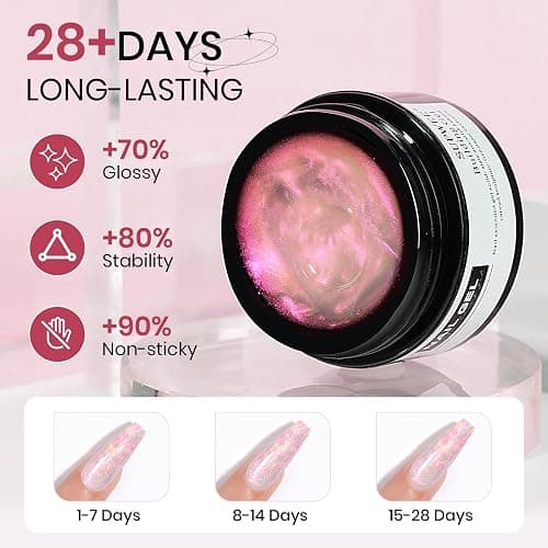 SUPWEE Pink Aurora and Clear Nail Extension Gel Solid Builder Gel for Nails 3D Sculpture Molding Carving Home DIY Gift for Women Girls thumbnail 7