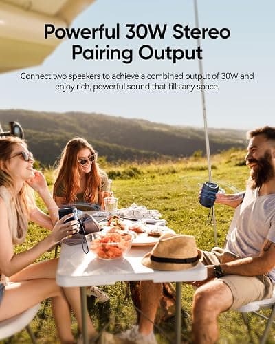 Portable Bluetooth Speaker with Lights, Stocking Stuffers, Powerful Crystal Clear Sound, IPX5 Waterproof, All Day Playtime, BT 5.3, TWS Paring, Small Wireless Speaker for Outdoor, White Elephant Gifts thumbnail 8