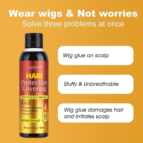Luxfume Quick Weave Protective Shield, Weave Glue for Quick Dry, Hair Protective Liquid Cap for Hair and Scalp Protection, Easy to Apply and Comfortable (6.oz,Black) thumbnail 5
