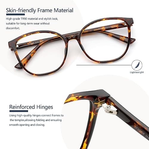 JFXQDR Women's Blue Light Blocking Glasses, TR90 Frame Computer Gaming Glasses Anti Eyestrain & UV Glare RF6208 thumbnail 3