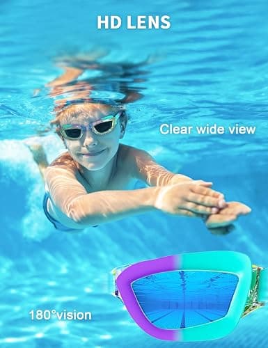 Hurdilen Kids Swim Goggles, Swimming Goggles for Kids with Nose Clip, Earplugs, Nose Bridge for Age 3-15 thumbnail 6