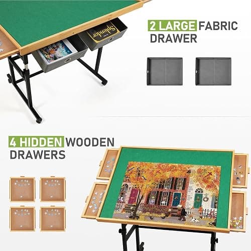 BuilderButler 2000 Pieces Puzzle Table with Wheels, with Drawers and Cover, 40.16"x28.5" Adjustable Height & 45° Tilting, Puzzle Board for Adults thumbnail 5