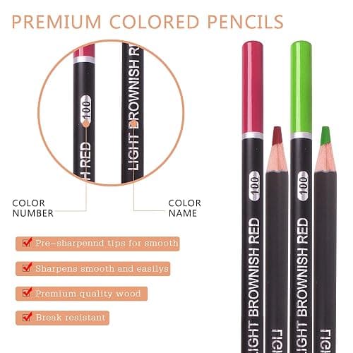 120 Colouring Pencils Zip-Up Set Perfect for Drawing, Sketching, Shading & Coloring, Vibrant Coloured Pencils for Adults & Pro Artists thumbnail 8