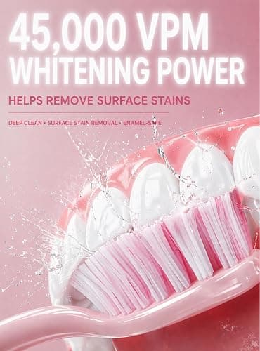 SMILE NOVA Sonic Lux™ Pink Electric Toothbrush for Adults – Luxury Rechargeable Sonic Electric Toothbrush with Travel Case with GlowGuard Nano-Hydroxyapatite Whitening Toothpaste & 6 Brush Heads thumbnail 5