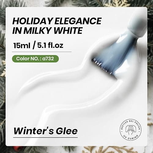 Beetles Winter's Glee Milky White Gel Nail Polish - 15ml Neutral Jelly Nude Nail Polish Base Color Nail Concealer Sheer Translucent Effect Soak Off UV French Nail Art Salon Christmas Gift for Women thumbnail 3