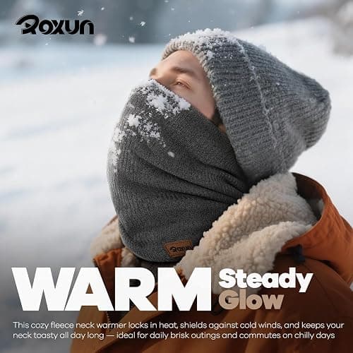 AMED   ROXUN Winter Neck Gaiter, Neck Warmer Cover Ski Gaiters for Men/Women Fleece Thick Elegant Stylish thumbnail 2