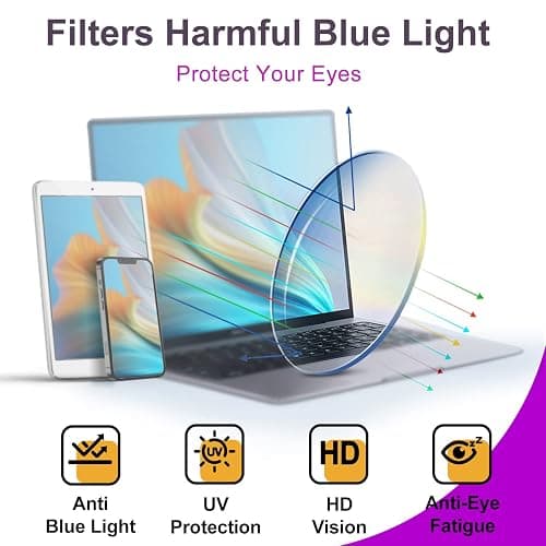 VISOONE Blue Light Blocking Glasses with TR90 Rectangle Frame and Chic Preppy Look for Women Men RIVER thumbnail 8