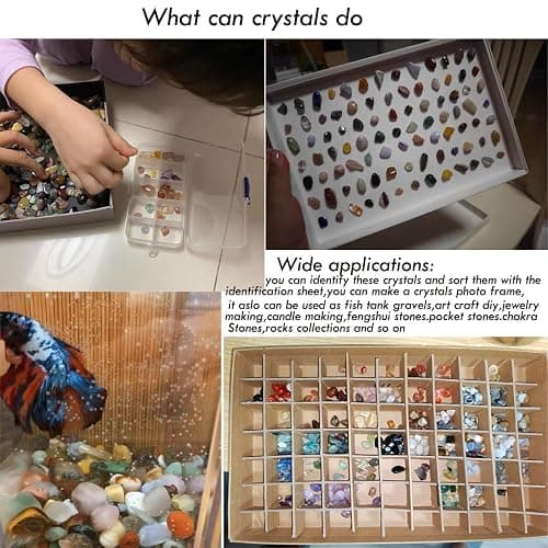60Kinds+ Gemstones and Crystals Set,Bulk Tumbled Chips Crystals for Jewelry Making,Crushed Stones Rocks and Minerals Science Kit (0.55lb(60-65types)) thumbnail 5