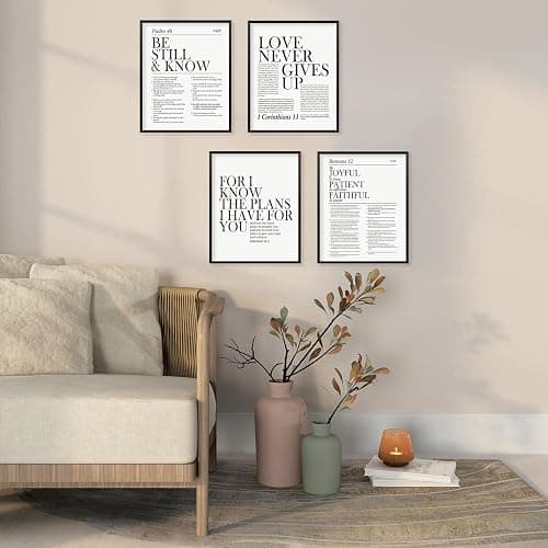 Locomiss Black and White Christian Wall Art Decor, Modern Bible Verse Prints, Minimalist Jesus Scripture Wall Decor, Inspirational Bible Posters for Bedroom Office Living Room, Set of 4 (8x10 Unframed) thumbnail 4