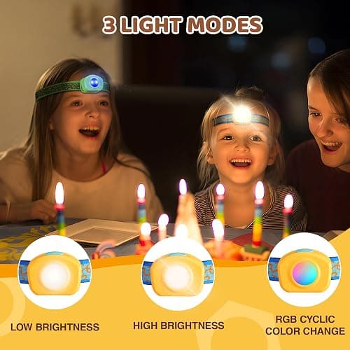 EverBrite LED Headlamp Rechargeable Kids Headlamp with RGB Mode and Adjustable Headband, 3 Modes Multicolor Headlamp for Camping, Reading, Exploring, Halloween, Christmas thumbnail 2