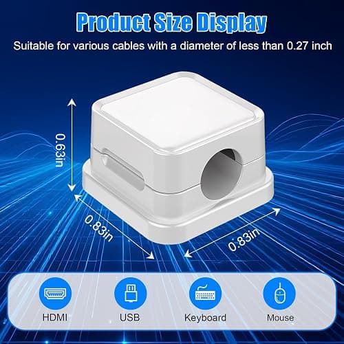 Cable Organizer Clips Set Magnetic Cord Holder for Charging Data USB Cable Management Desk Wire Storage(White,8PCS) thumbnail 2